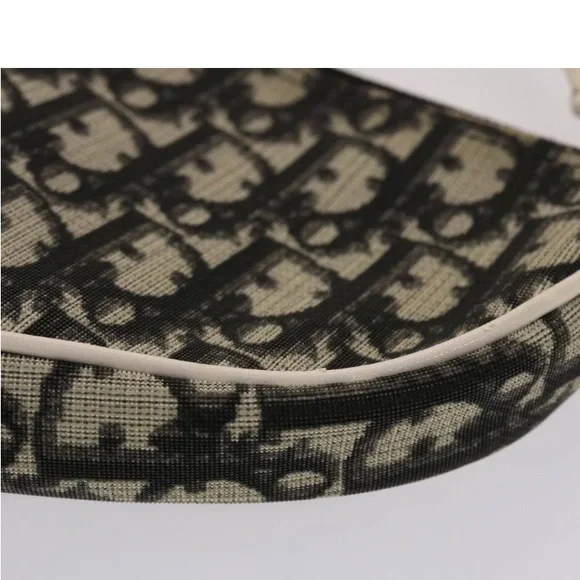 CHRISTIAN DIOR TROTTER Canvas Saddle Pouch Black/ White PREOWNED - Picture 9 of 16